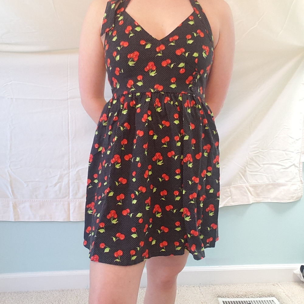 Summer dress with cherry pattern